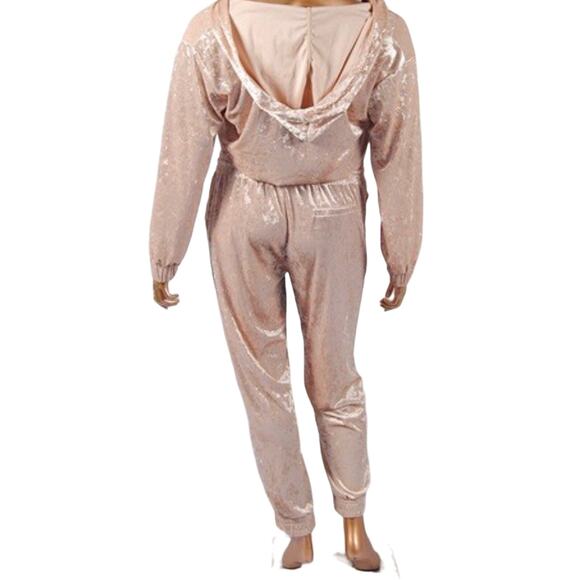 PLUS SIZE 2X champagne cream velvet jogger track loungewear pant set NWT B37 - Picture 7 of 11